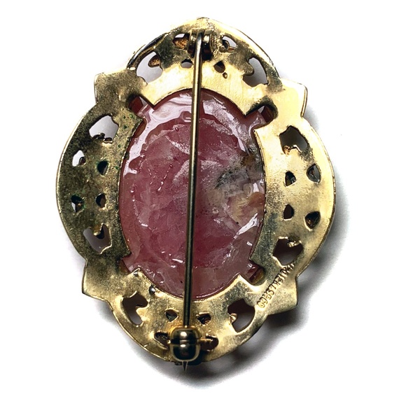 Vintage 12K Gold Filled Rhodochrosite Brooch - Picture 3 of 5